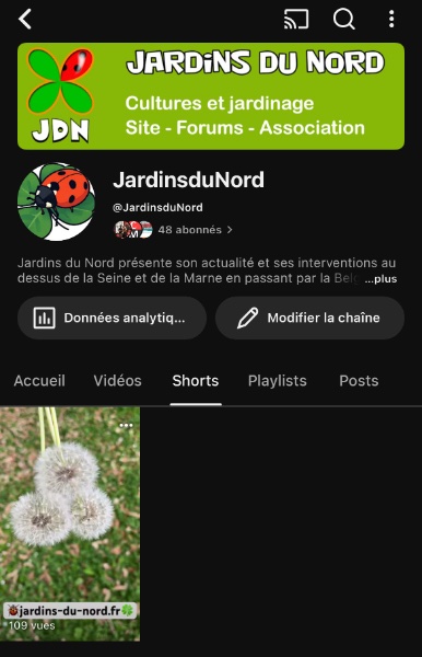 Chaîne YouTube Jardins Du Nord